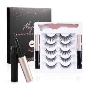 Magnetic False Eyelashes 5 Pairs Of Eyeliner (Option: 5pairs of double small round)