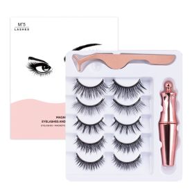 Magnetic False Eyelashes 5 Pairs Of Eyeliner (Option: 5pairs of large bead tube)